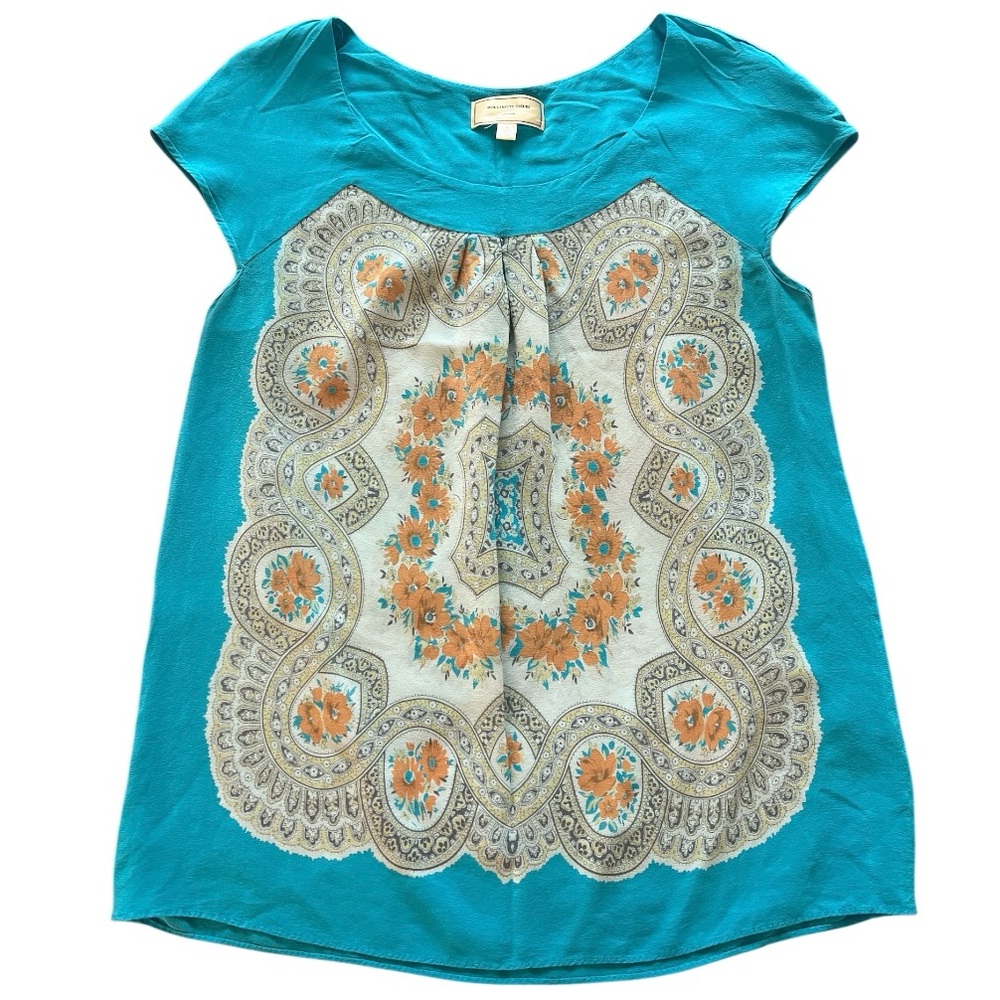 Anthropologie Moulinette Soeurs Silk Short Sleeve Blouse- Small